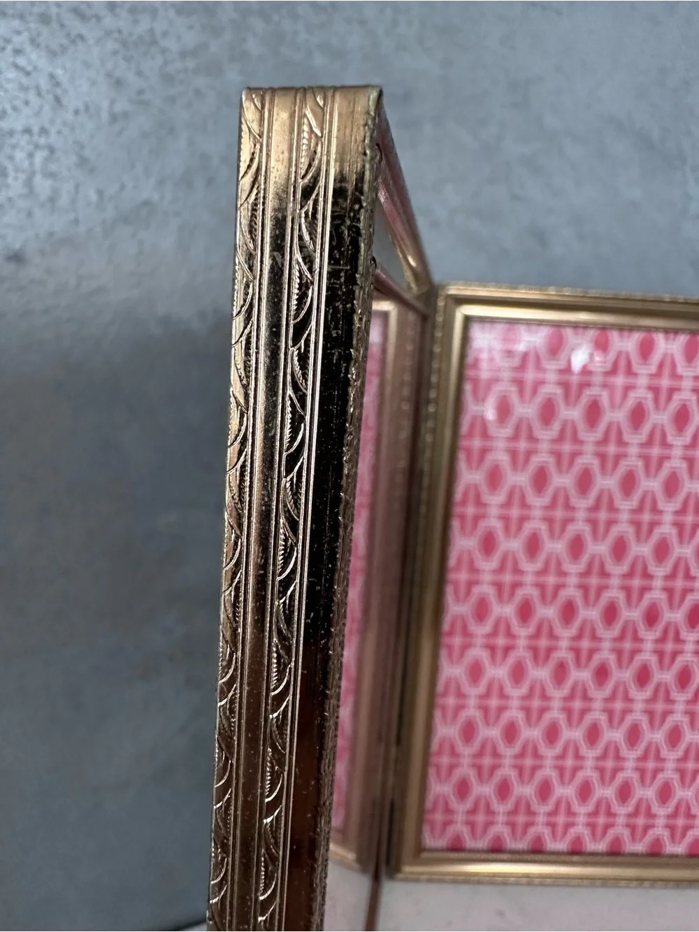 Vintage ORNATE DANISH Bi-Fold Picture Frame 8